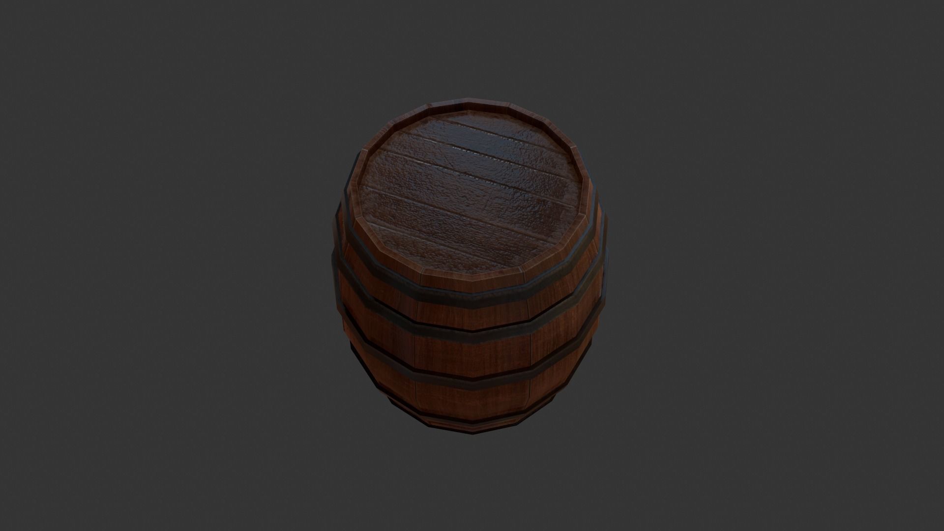 Wooden Barrel PBR Low-poly 3D model_2
