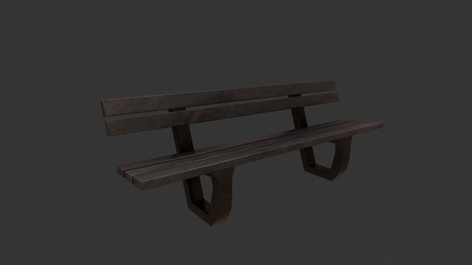 Dark Park Bench PBR Low-poly 3D model