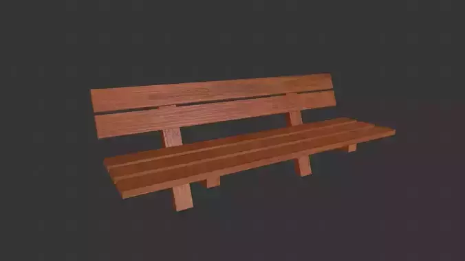 Wooden Park Bench PBR Low-poly 3D model