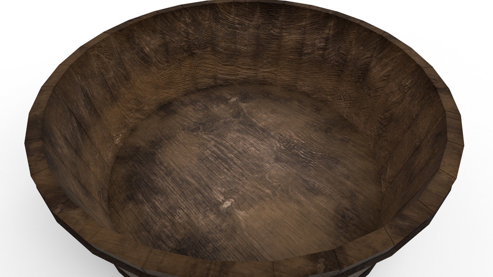 Medieval wooden washing tub  Low-poly 3D model_2