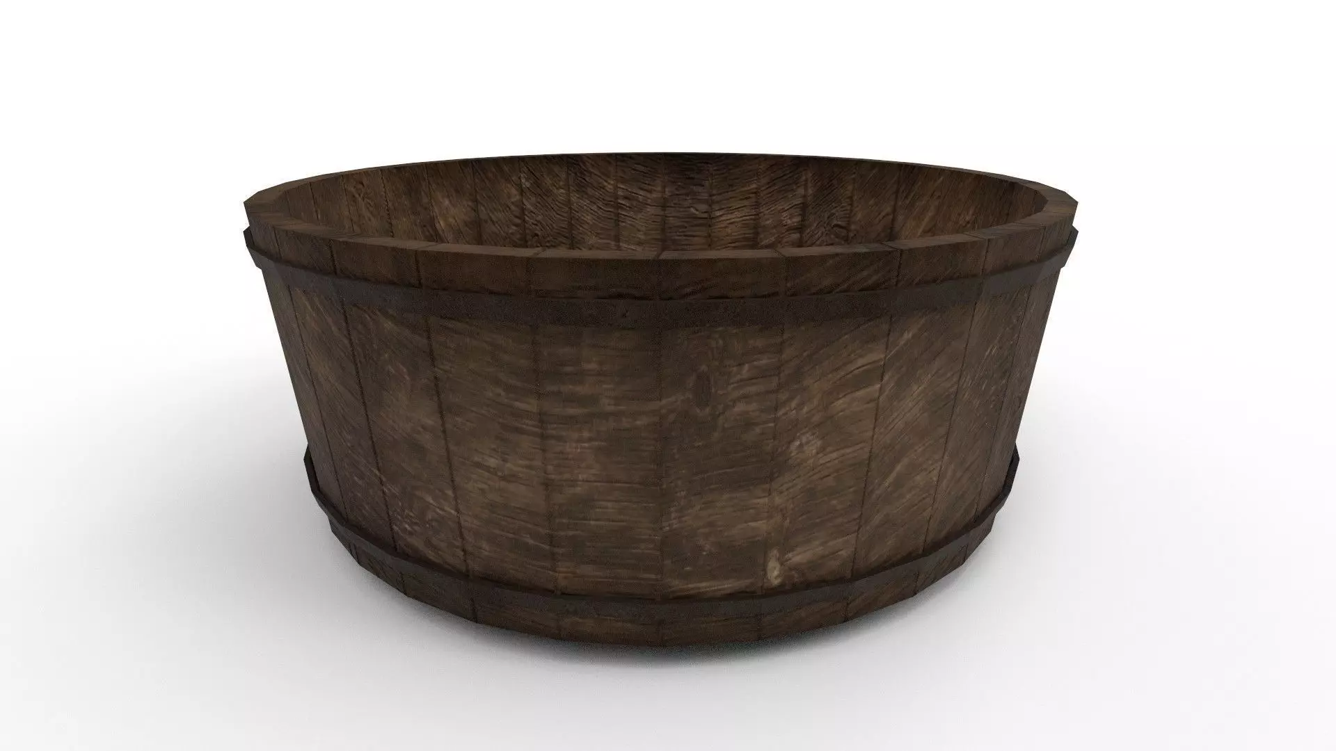 Medieval wooden washing tub  Low-poly 3D model_0