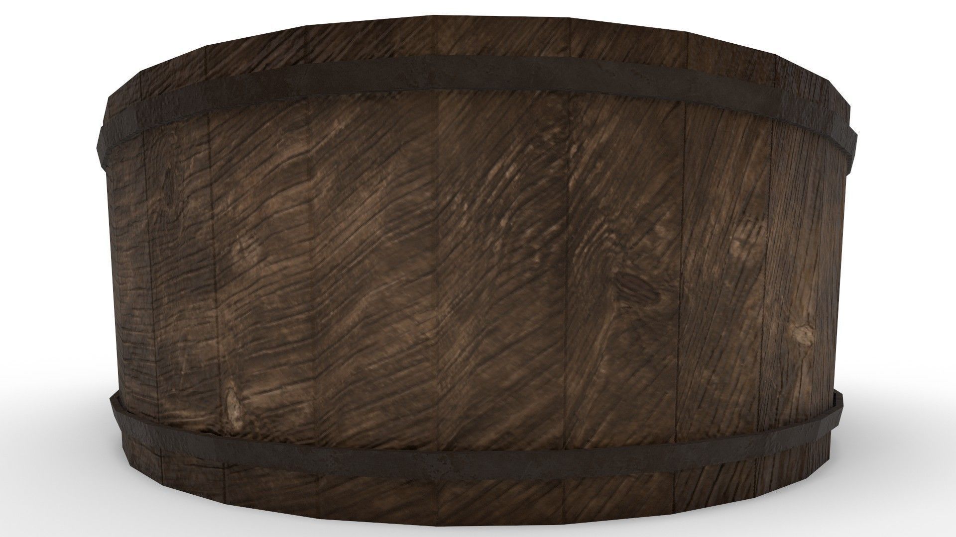 Medieval wooden washing tub  Low-poly 3D model_3