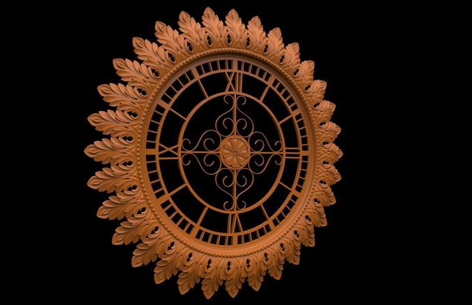 Carved CNC 3D print model of wall clock  3D print model