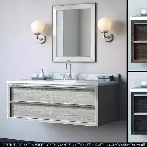 RH BEZIER SINGLE EXTRA-WIDE FLOATING VANITY