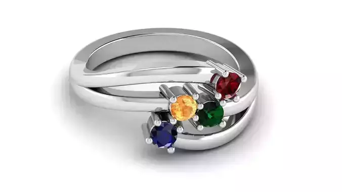 4 Circular Cut Gemstone Ring