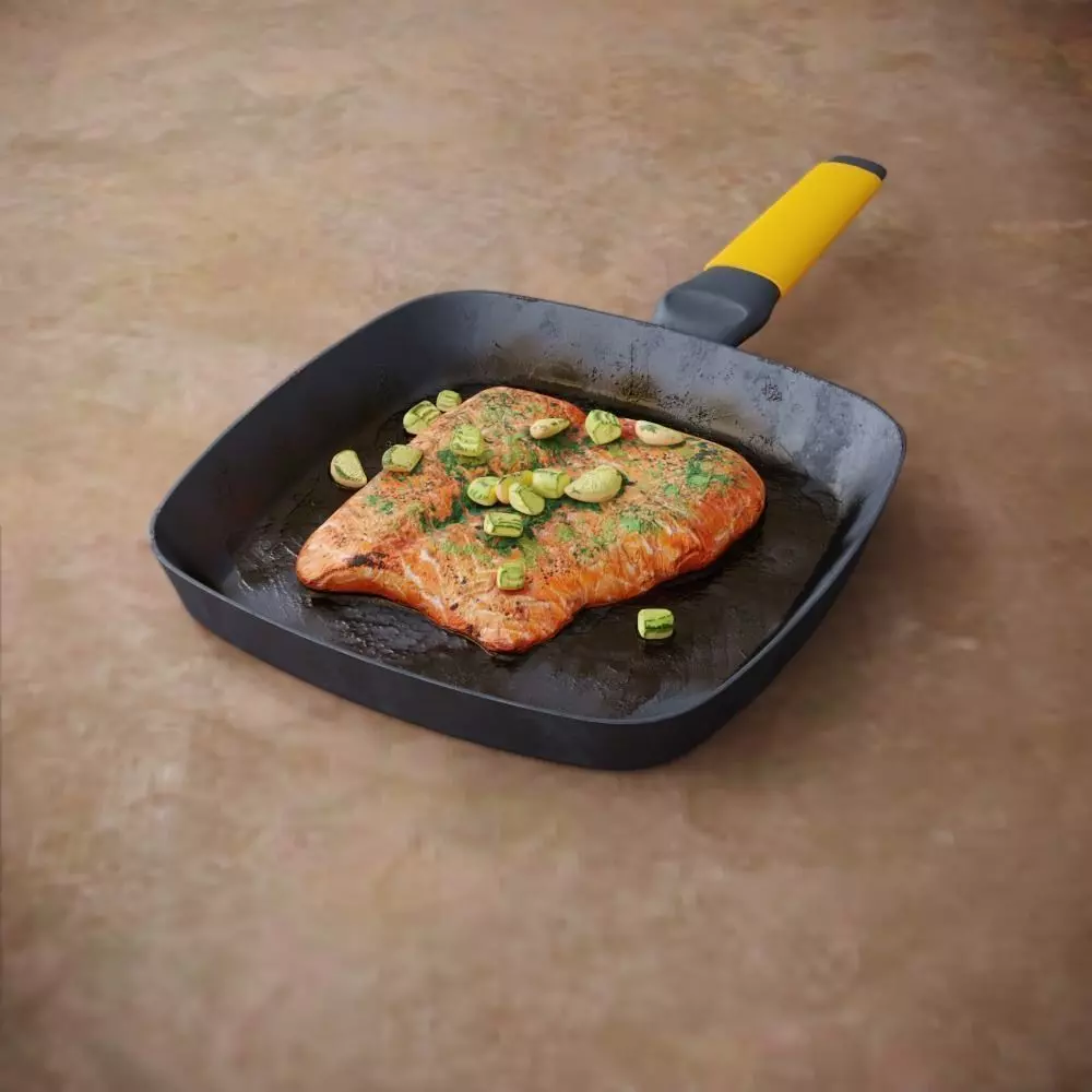 Salmon with Vegetables 3D model_0