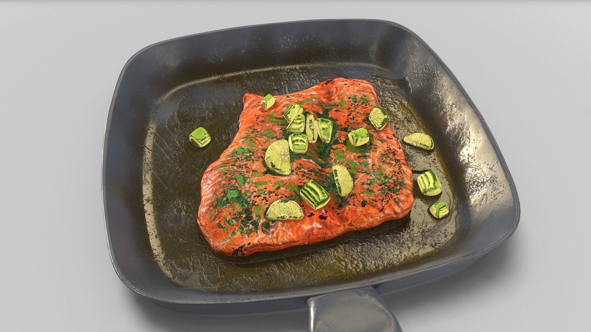 Salmon with Vegetables 3D model_4