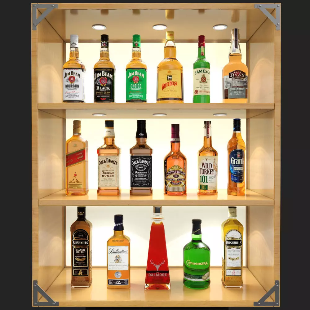 Whiskey Bar Set 3D model_0