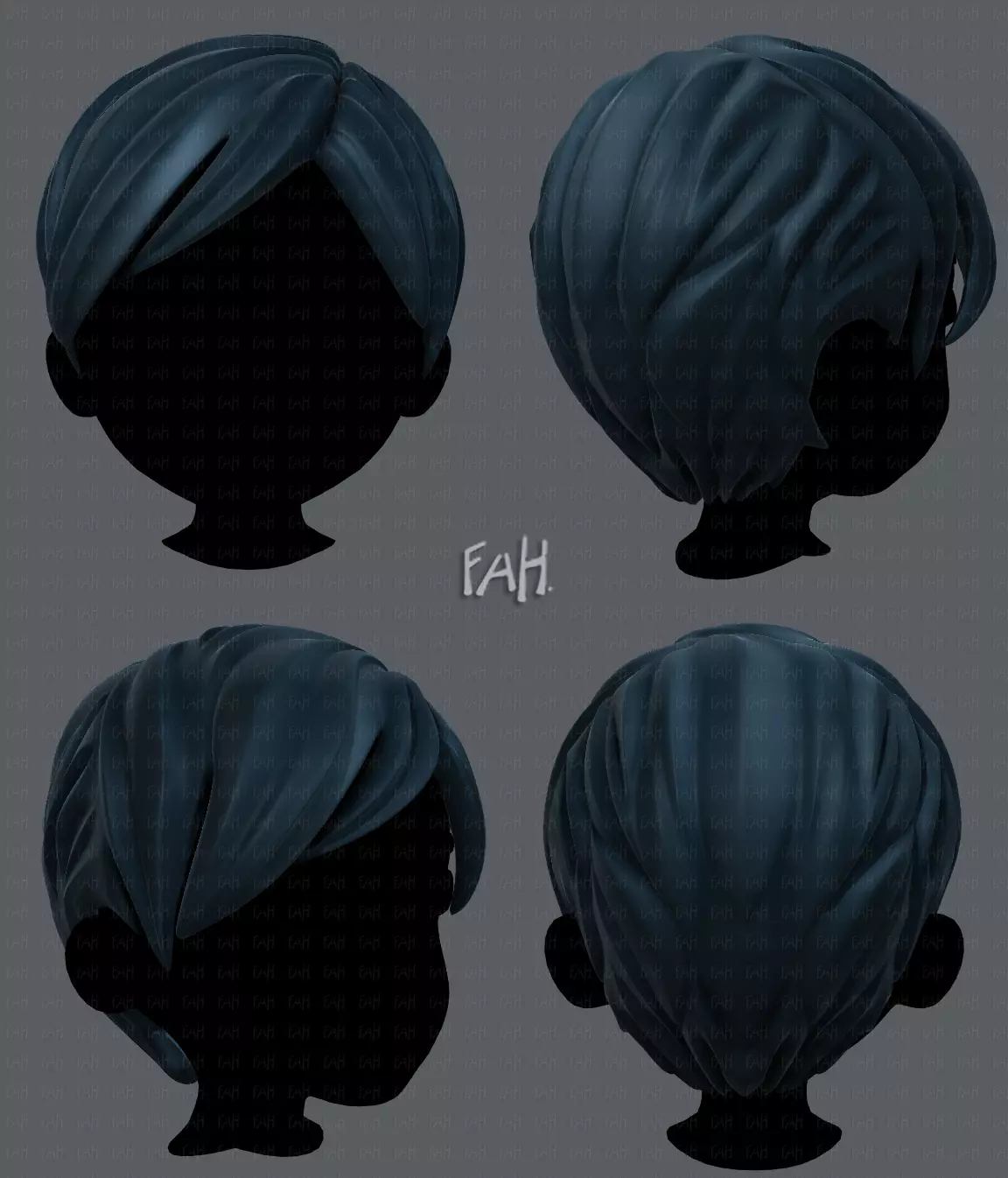 3D Hair style for boy V18 Low-poly 3D model_0
