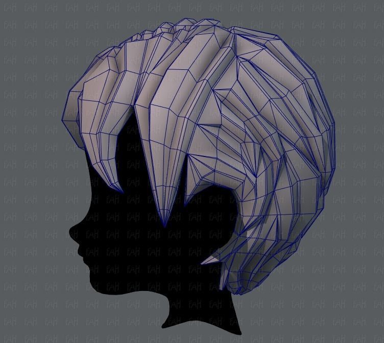 3D Hair style for boy V18 Low-poly 3D model_31