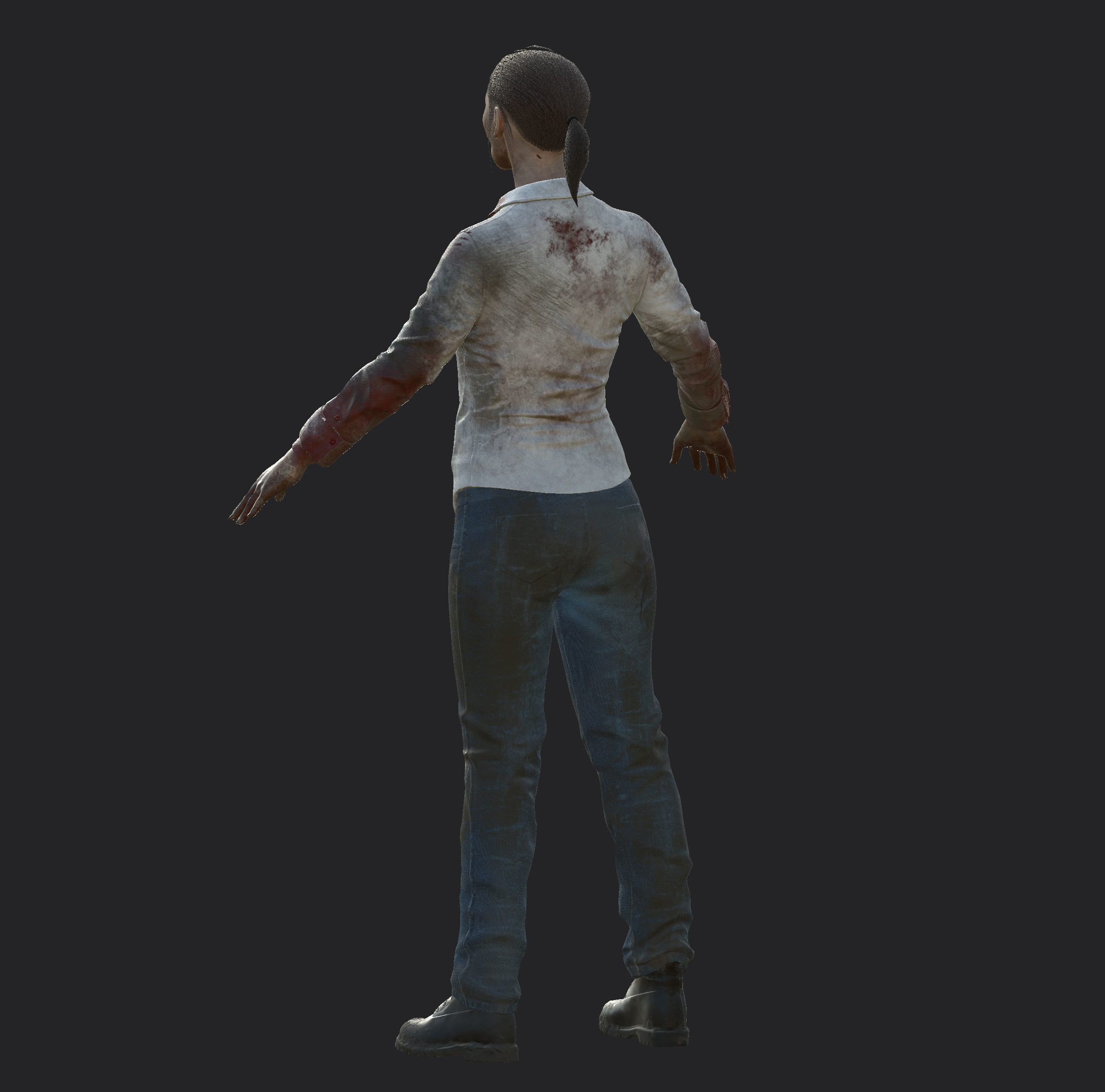 Zombie Woman Low-poly 3D model_3