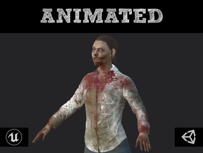 Zombie Woman Low-poly 3D model