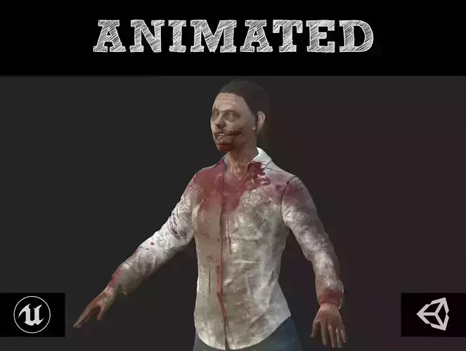 Zombie Woman Low-poly 3D model