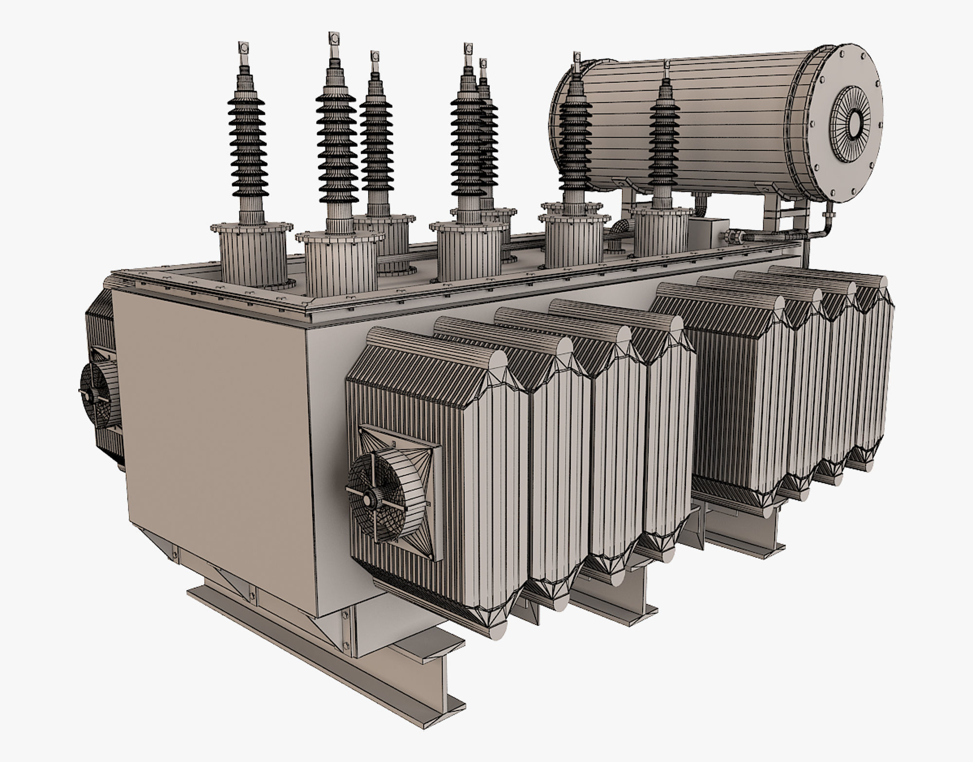 Electrical Transformer 1 Low-poly 3D model_8