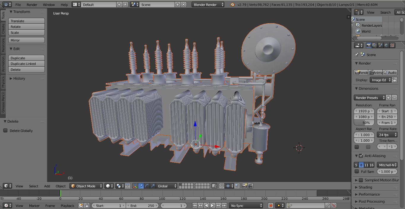 Electrical Transformer 1 Low-poly 3D model_16