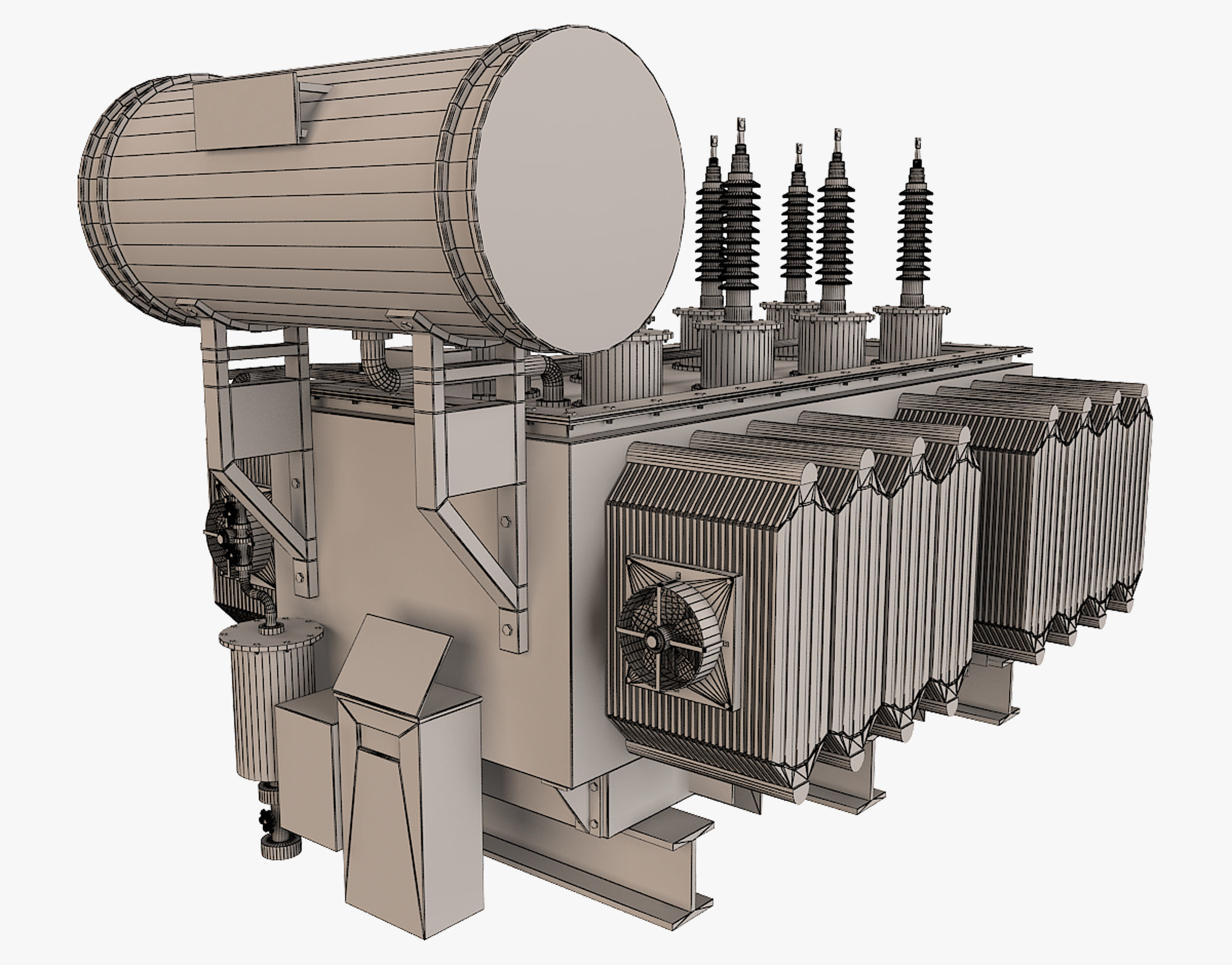 Electrical Transformer 1 Low-poly 3D model_10