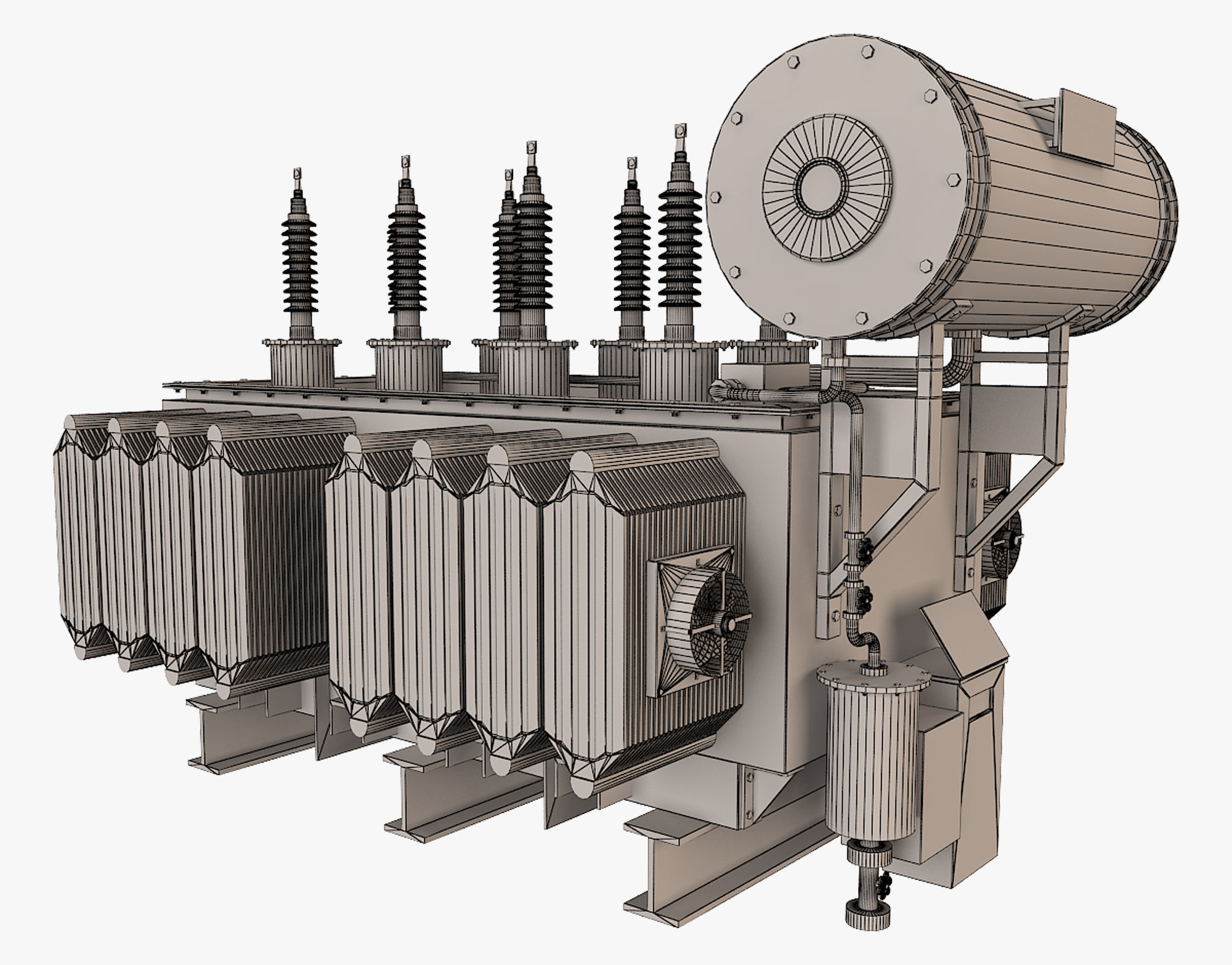 Electrical Transformer 1 Low-poly 3D model_9
