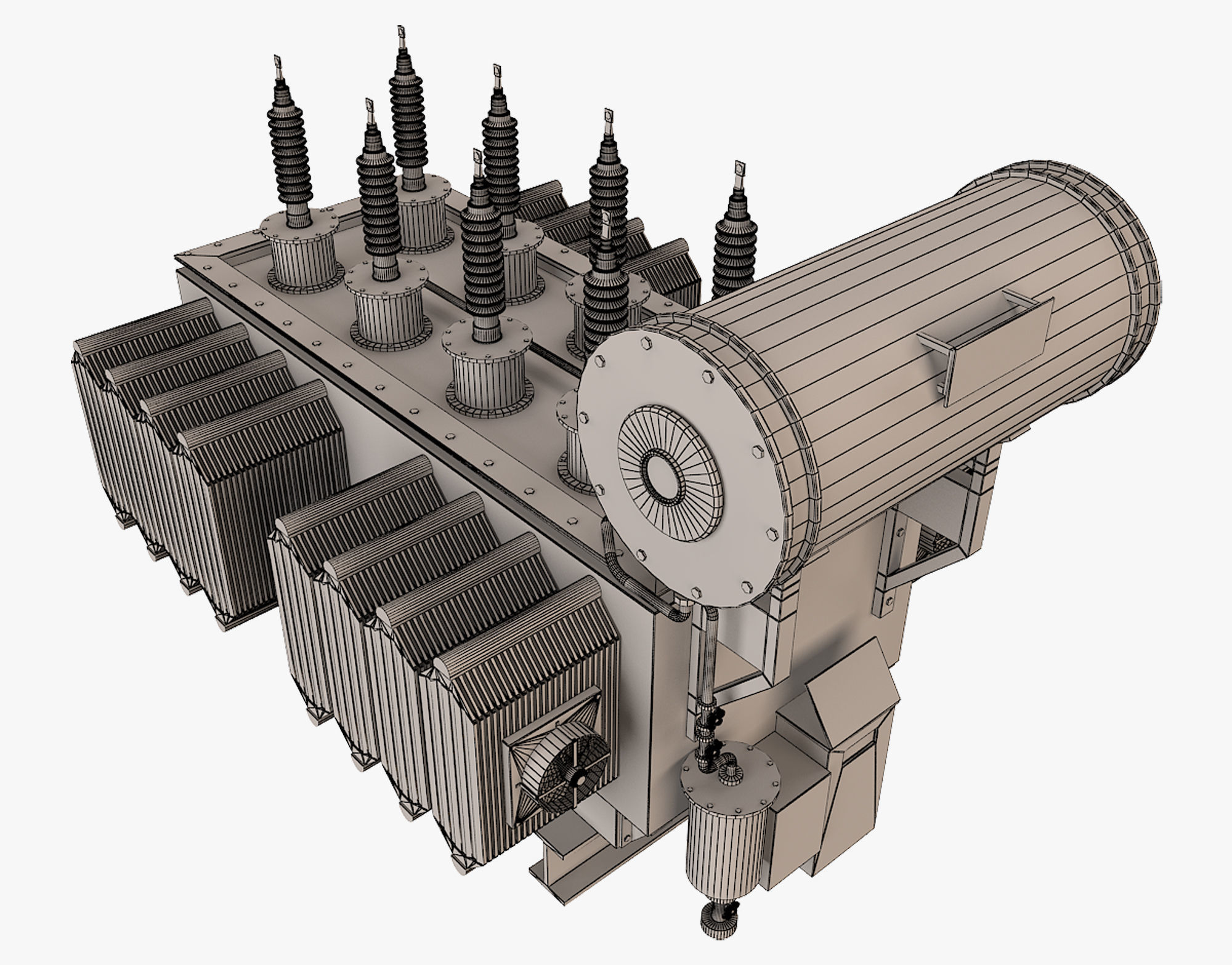 Electrical Transformer 1 Low-poly 3D model_12
