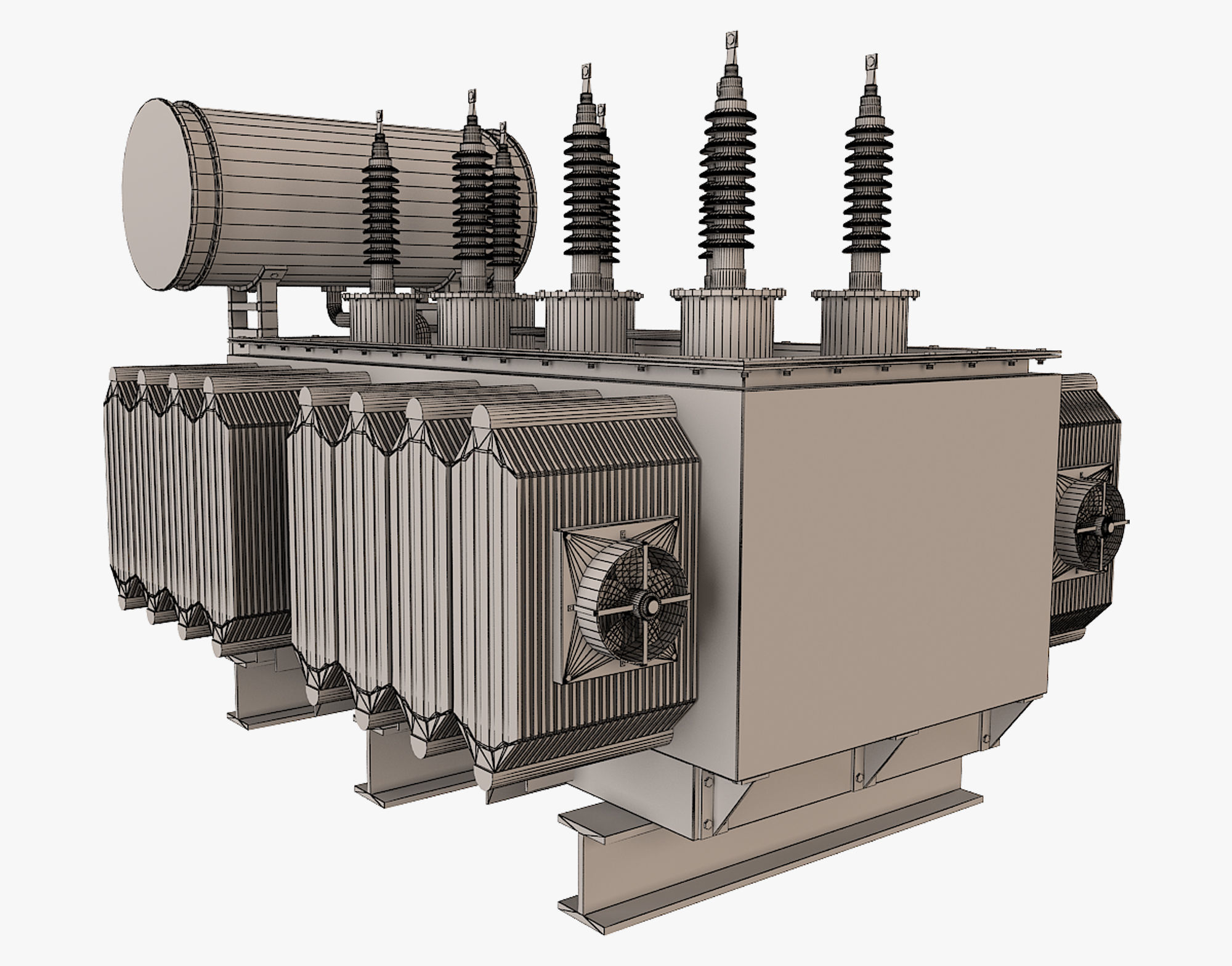 Electrical Transformer 1 Low-poly 3D model_13