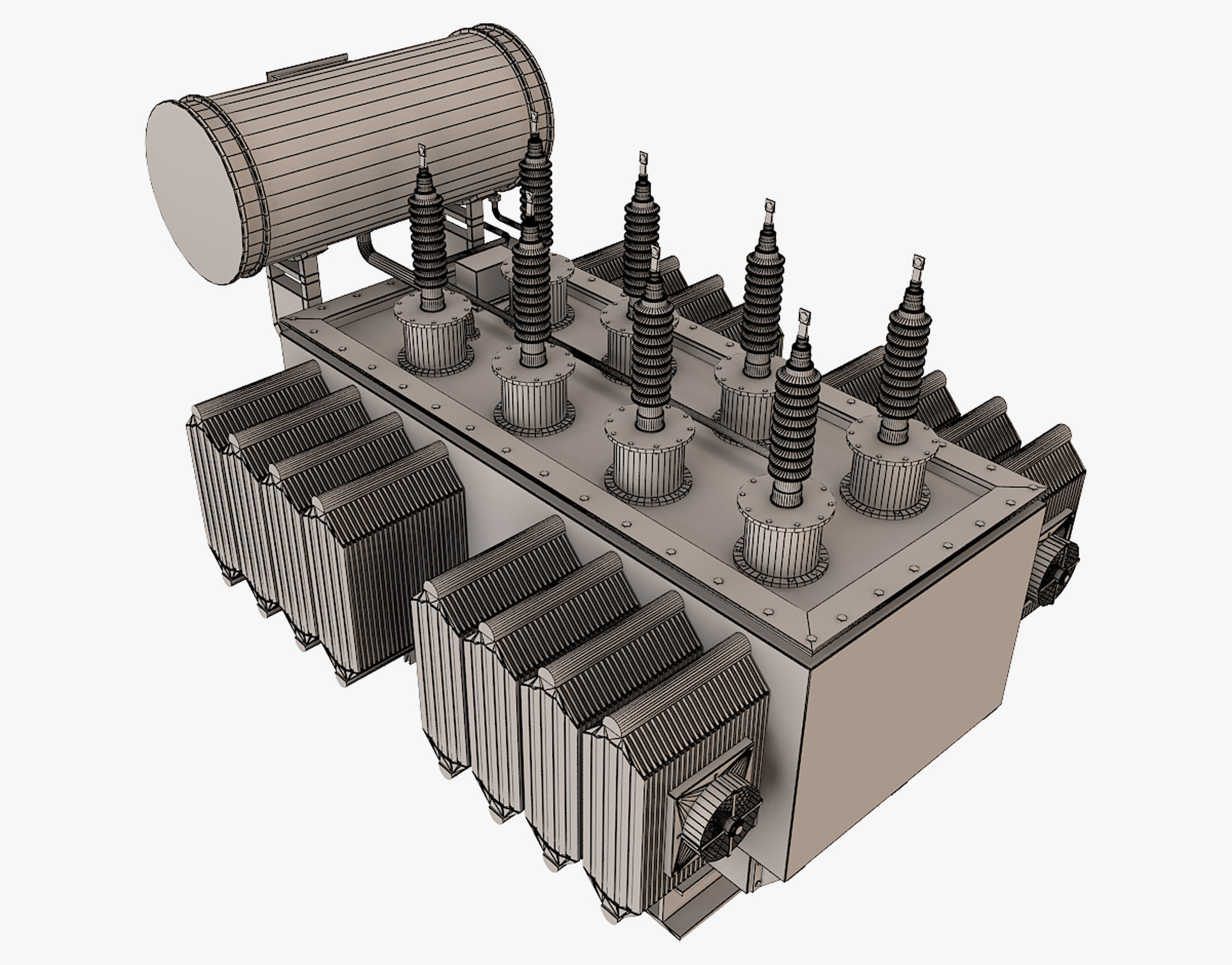 Electrical Transformer 1 Low-poly 3D model_11