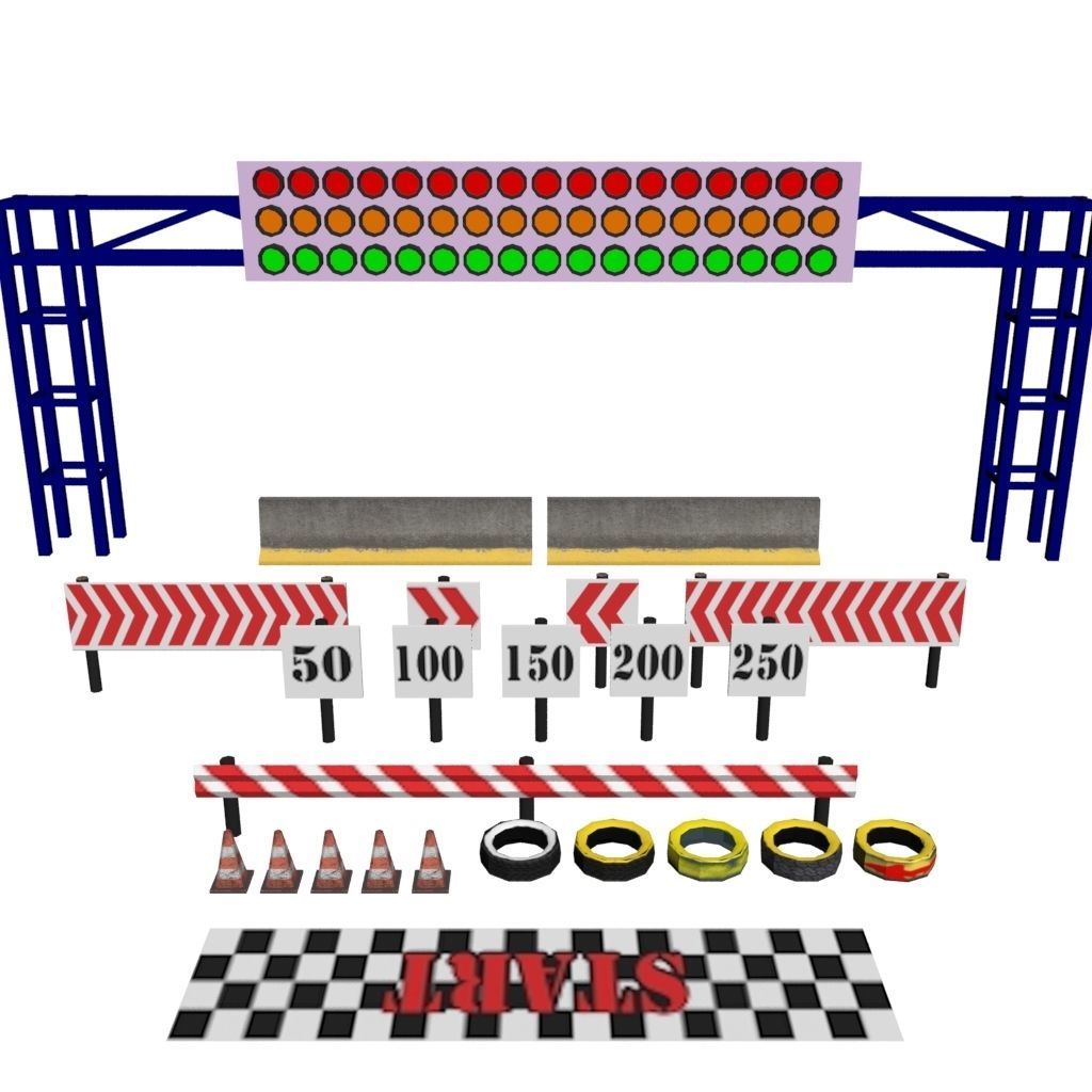 Race Track Asset Pack LOW POLY Low-poly 3D model_17