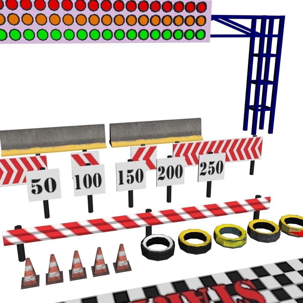 Race Track Asset Pack LOW POLY Low-poly 3D model_19