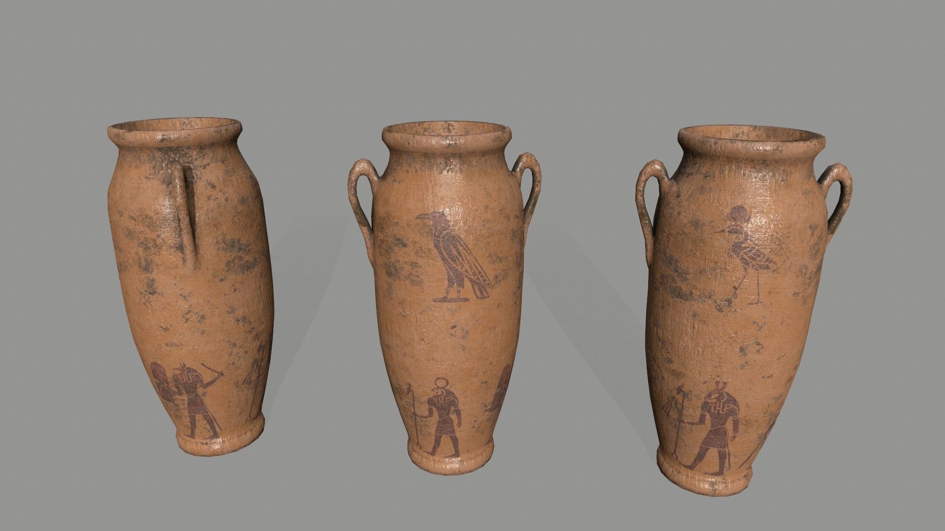 vase set greek vases Low-poly 3D model_9