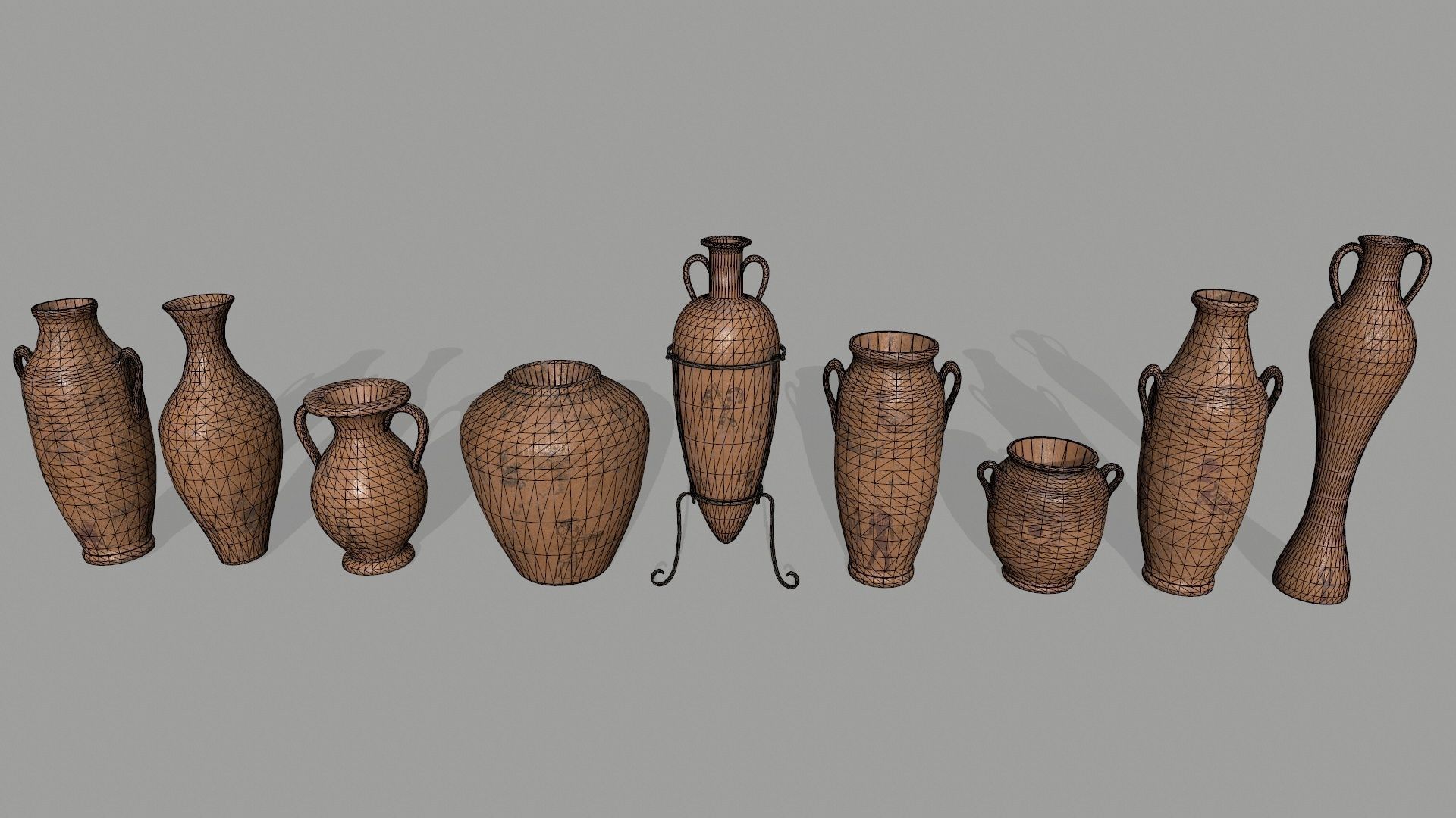 vase set greek vases Low-poly 3D model_10