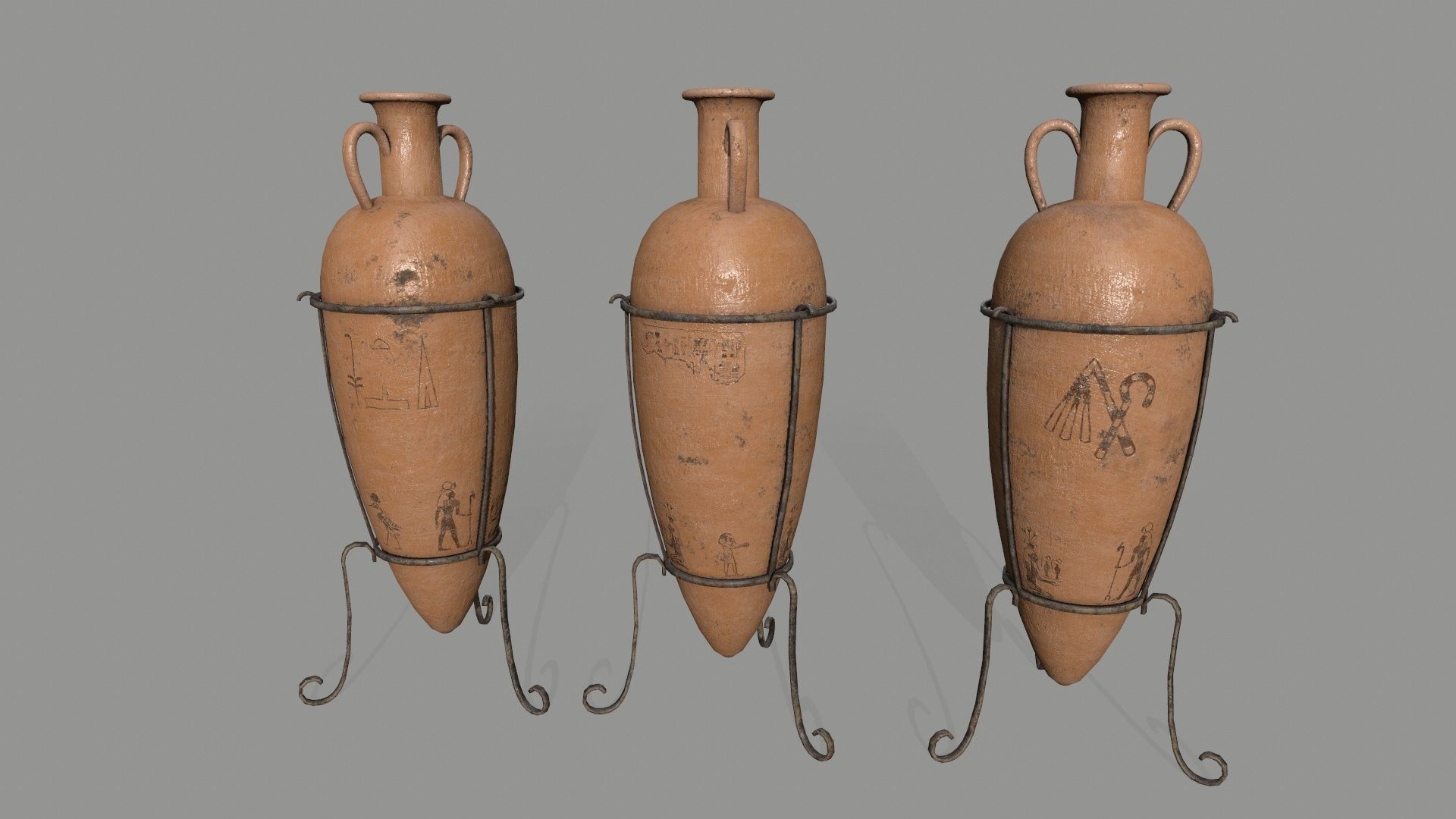 vase set greek vases Low-poly 3D model_1