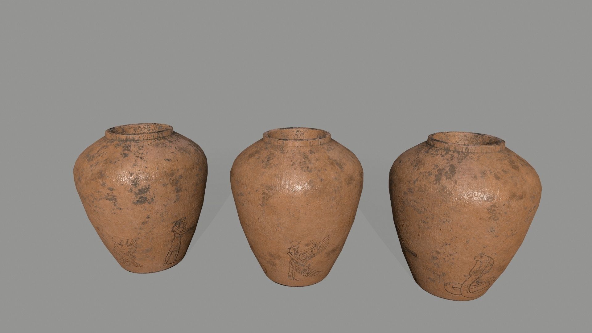 vase set greek vases Low-poly 3D model_4