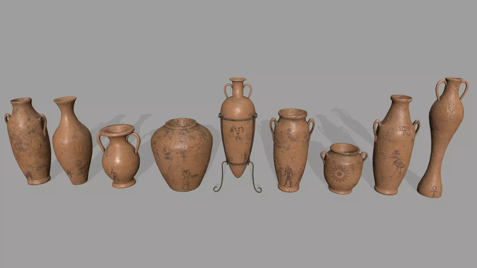 vase set greek vases Low-poly 3D model_0