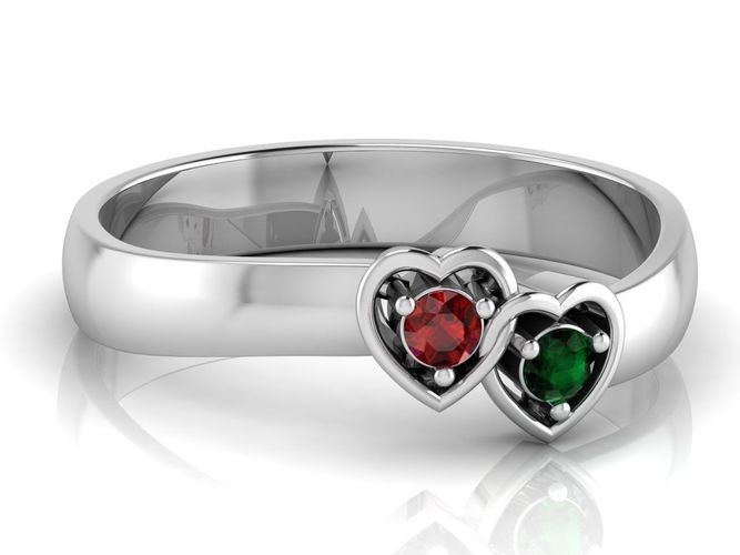 Double Heart Personalised Promise Crystal Ring 3D print model