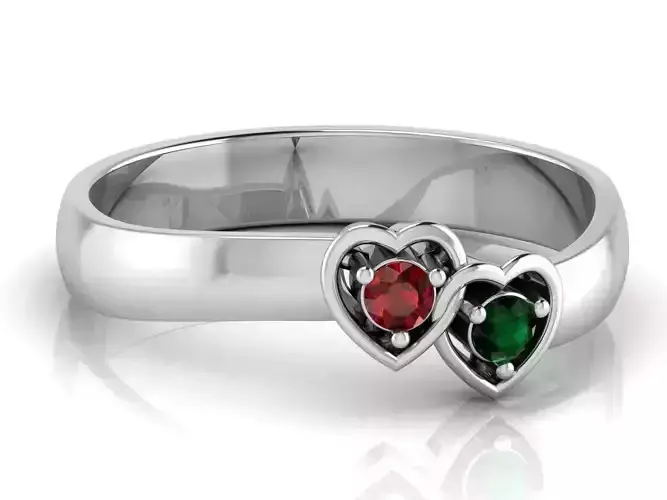 Double Heart Personalised Promise Crystal Ring