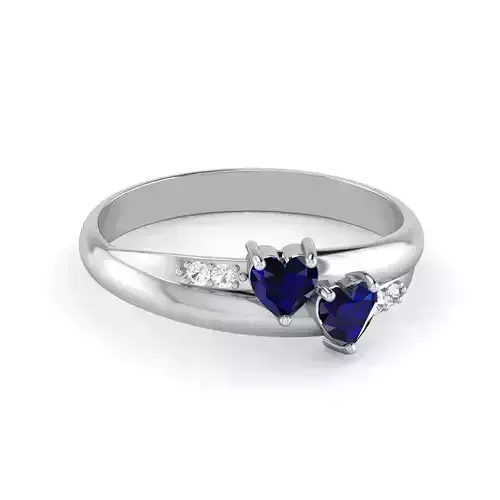 Dual Heart Silver Ring