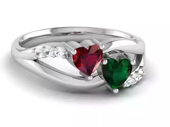 Dual Hearts with Diamond Accents Ring