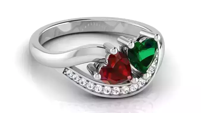 Twin Heart Diamond Ring