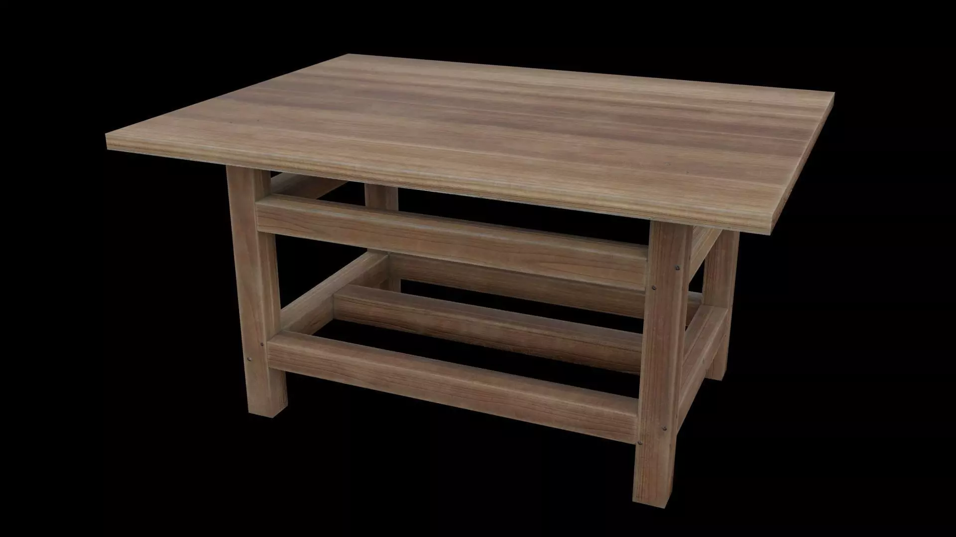 Worn wood table Free low-poly 3D model