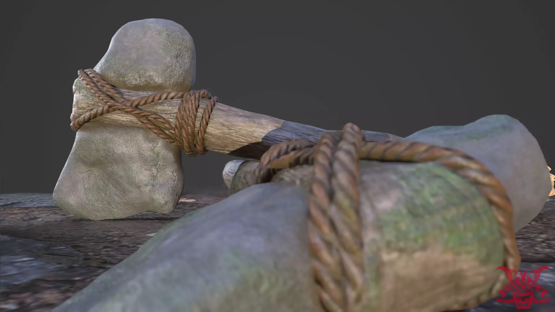 Prehistoric Stone Axe Low-poly 3D model