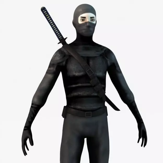 Ninja with Katana 3D model_0
