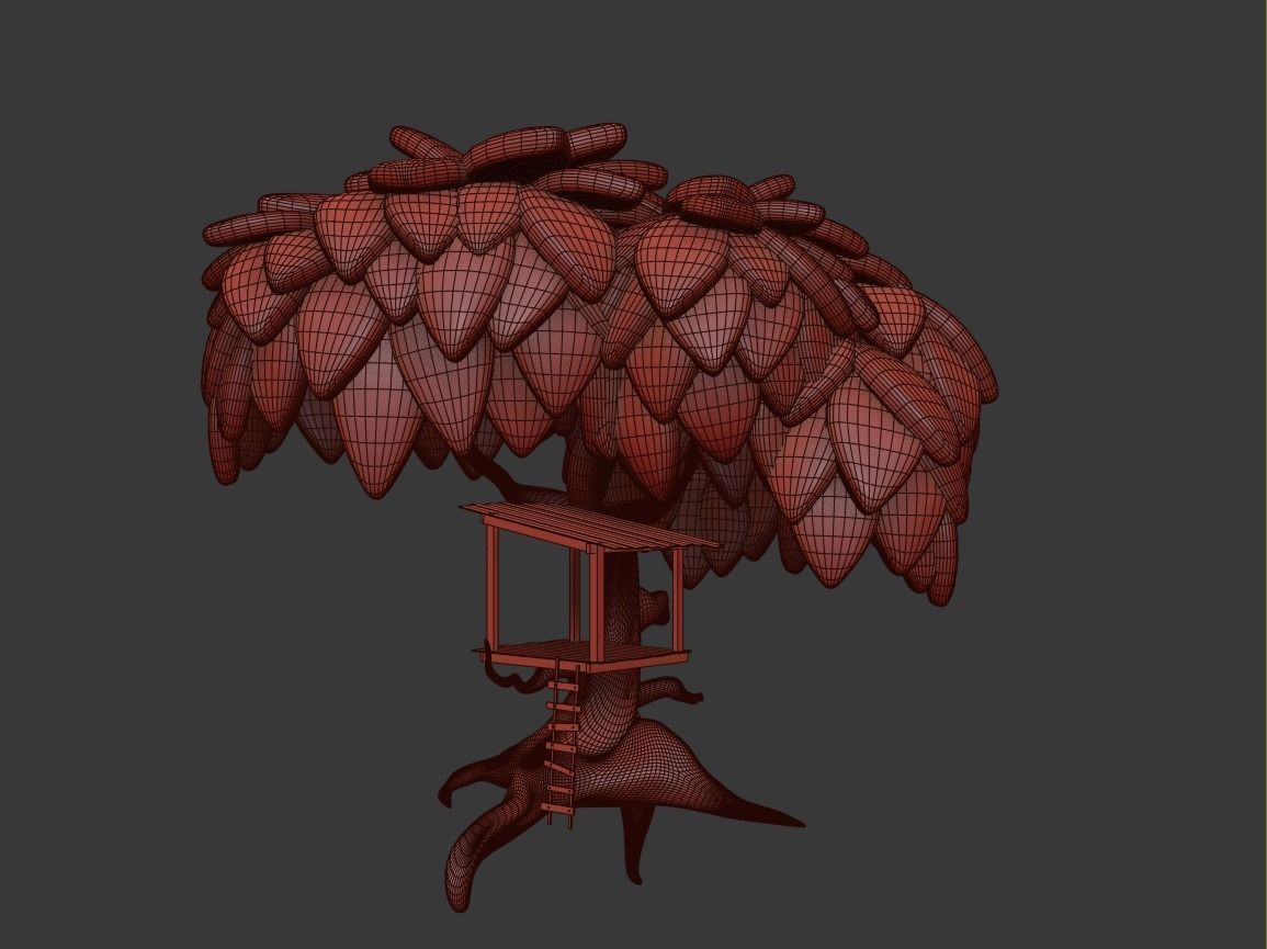 Cartoonish Tree House 3D model_7