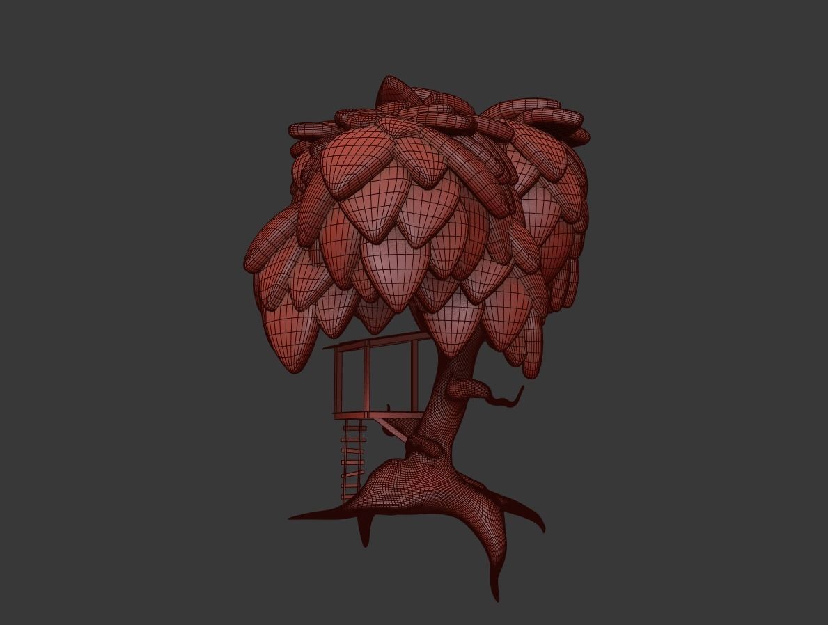 Cartoonish Tree House 3D model_6