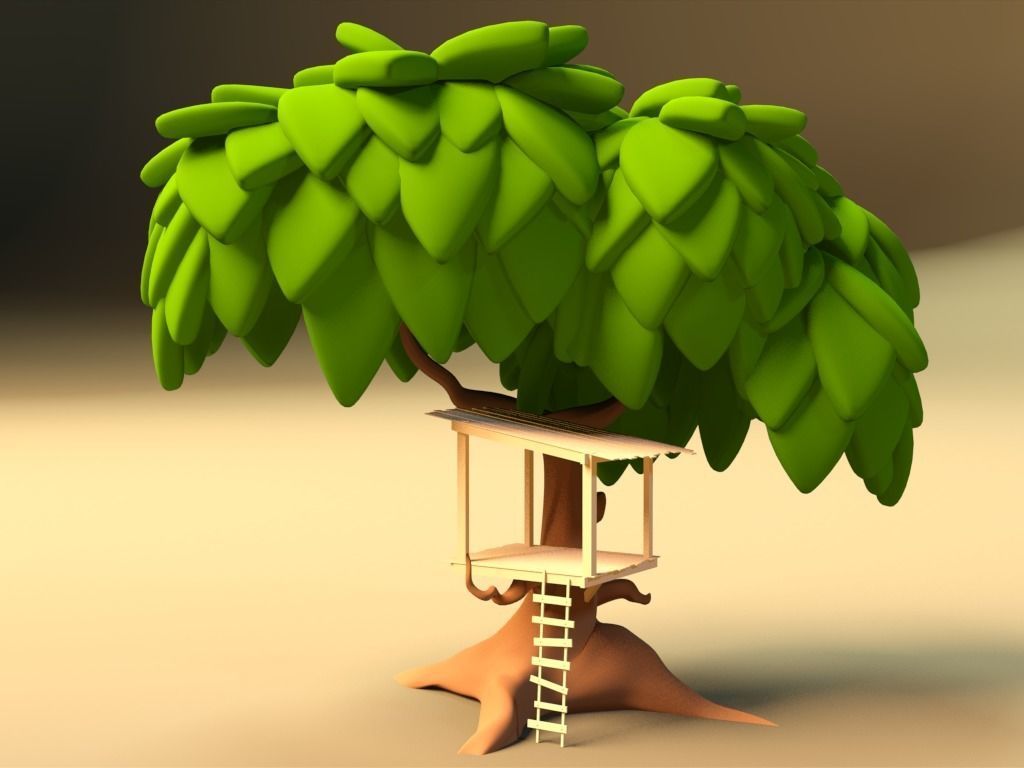 Cartoonish Tree House 3D model_2