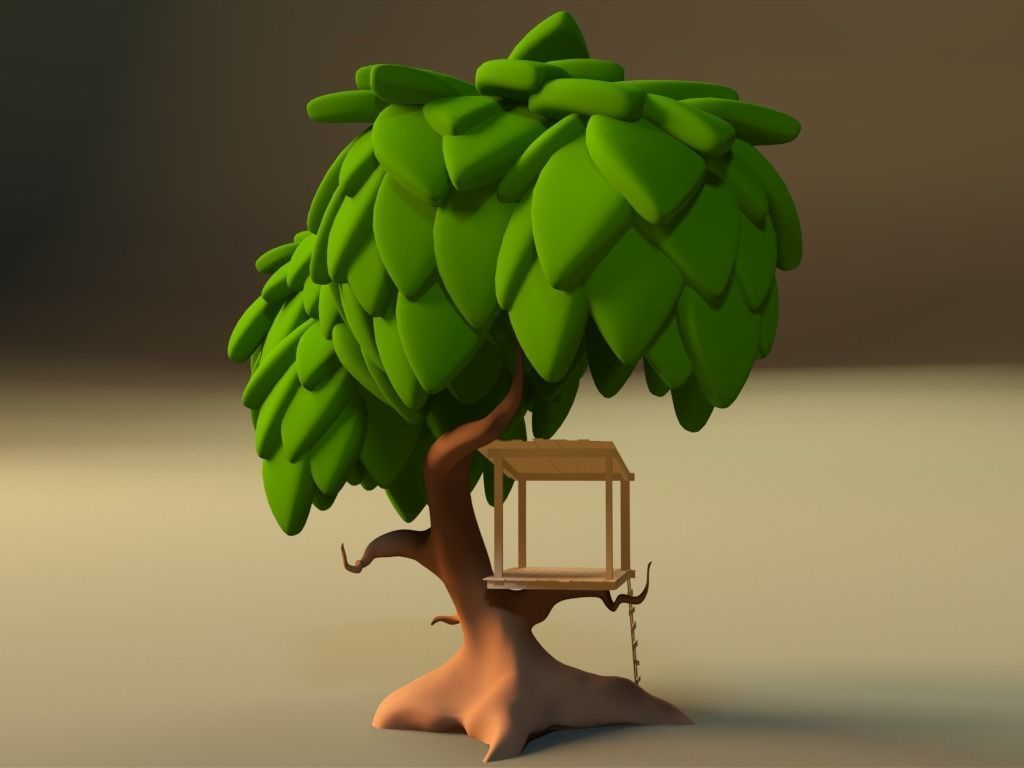 Cartoonish Tree House 3D model_5
