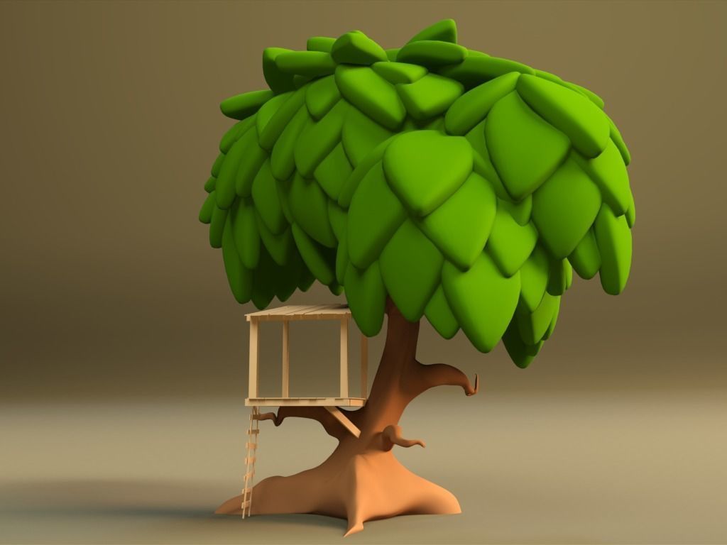 Cartoonish Tree House 3D model_3