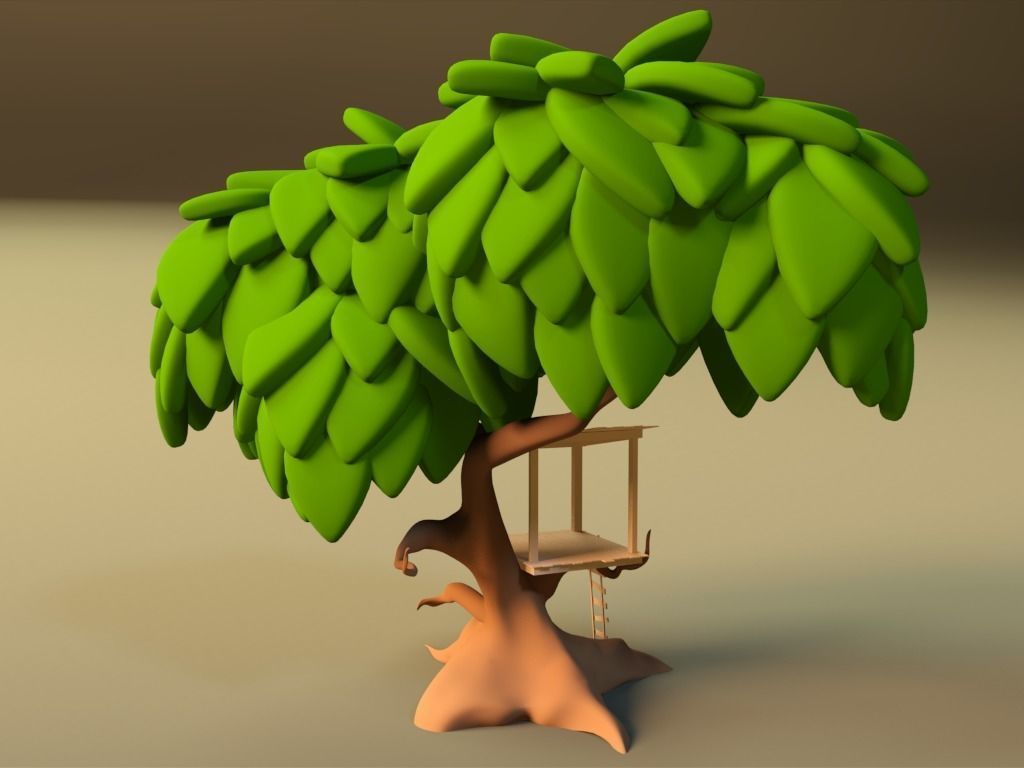 Cartoonish Tree House 3D model_4