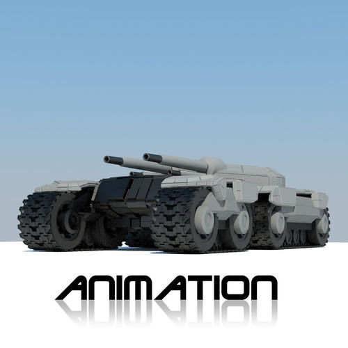 Tank with animation 3D model