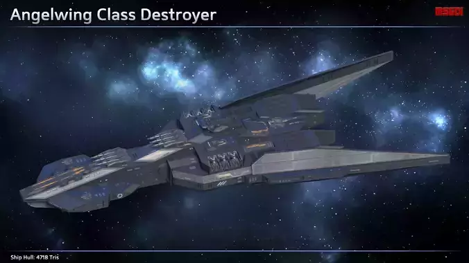 Spaceship Destroyer Angelwing Low-poly 3D model