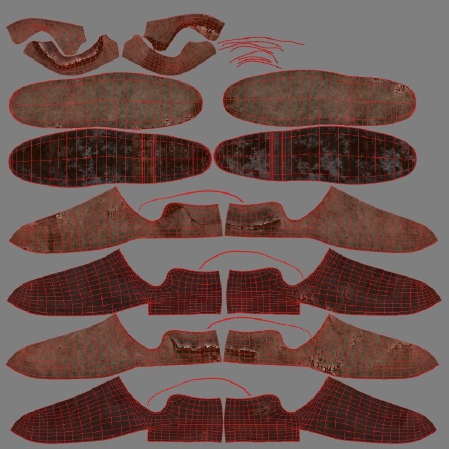 Shoes Old Dirty Low-poly 3D model_13