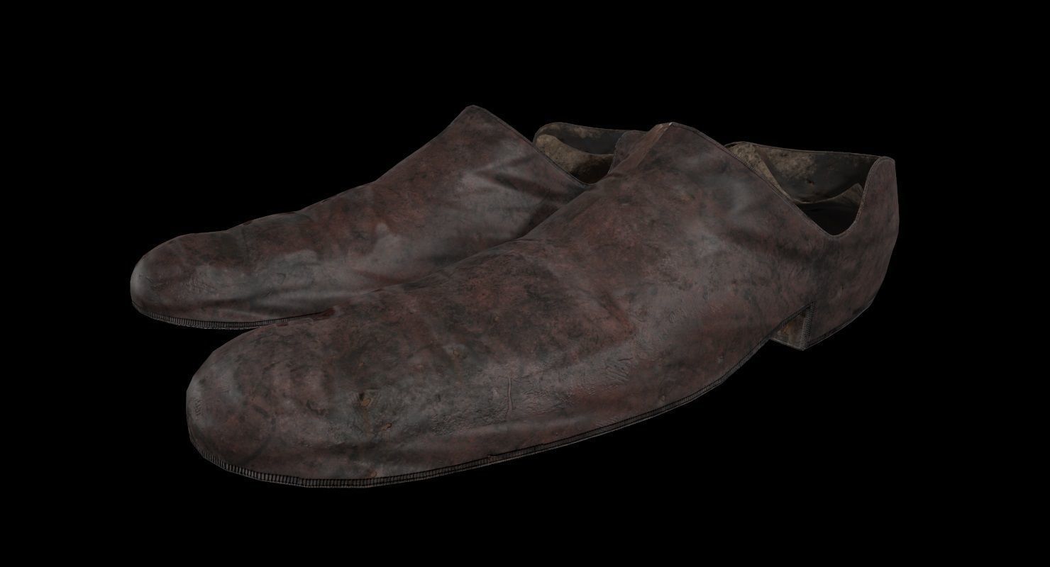 Shoes Old Dirty Low-poly 3D model_3
