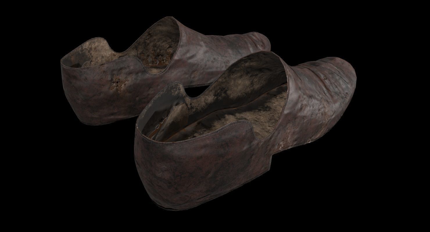 Shoes Old Dirty Low-poly 3D model_2